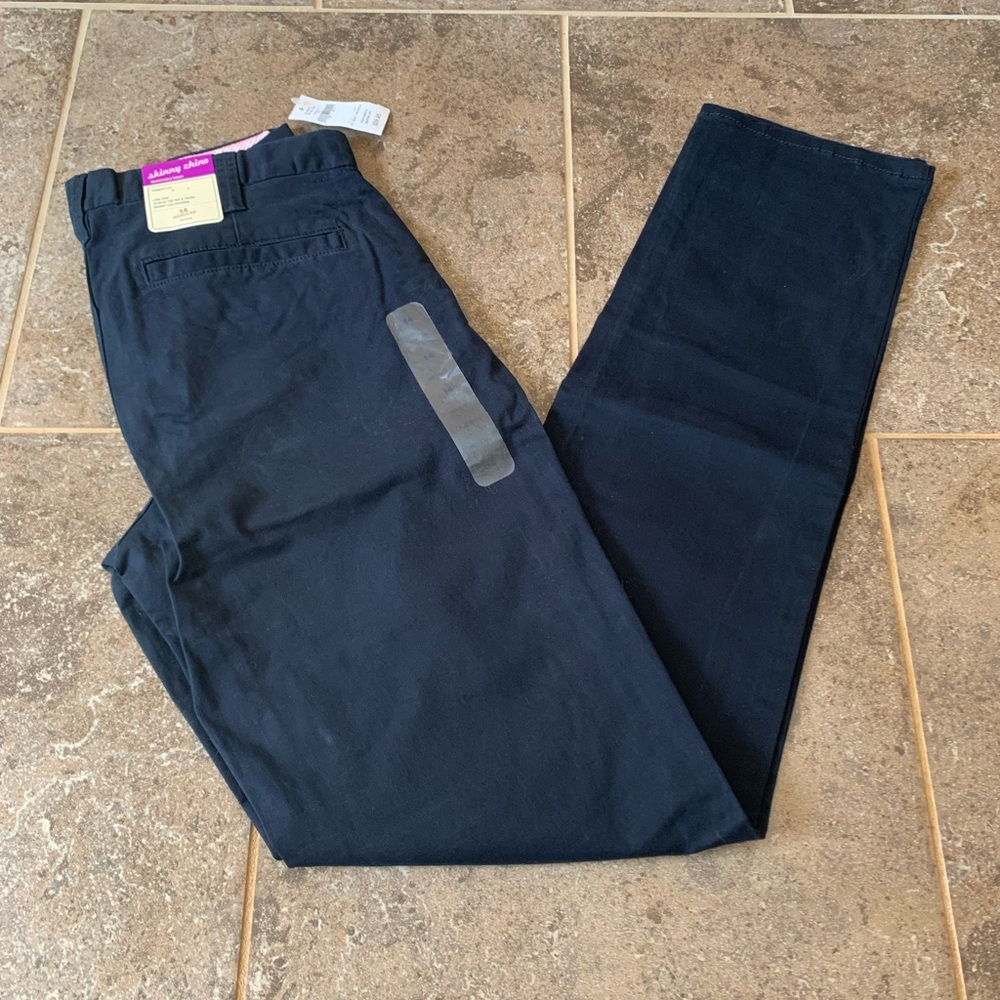 #12 GIRLS NWT GAP KIDS NAVY SKINNY CHINO PANTS SIZE 12 REGULAR ADJ WAIST STRETCH